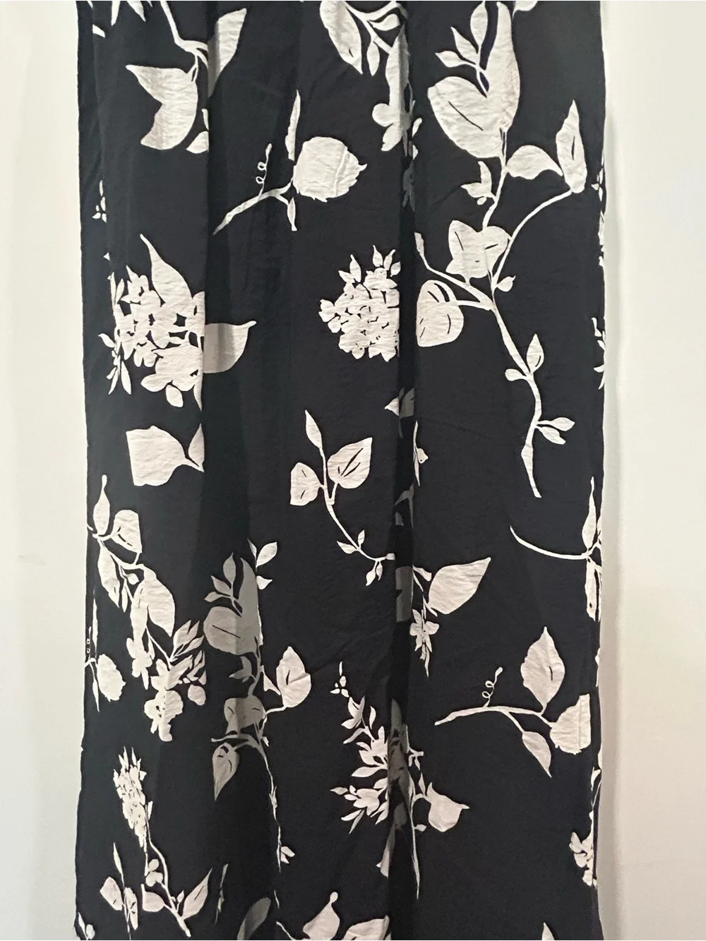 Floral V-Neck Maxi Dress in Black and Cream